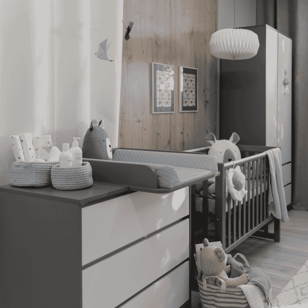 Dětská komoda Lovitto Gekko Kids, 90x51x86cm, Bílá / Grafitová